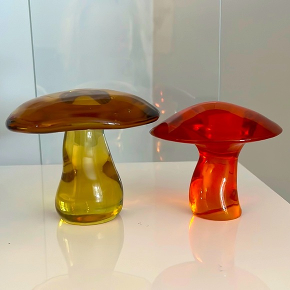 Other - Set of 2 1960’s Viking Glass Mushrooms